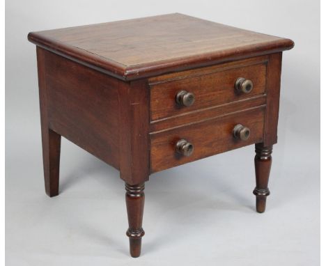A Mid 19th Century Mahogany Box Commode in the Form of a Small Two Drawer Chest, Hinged Lid, Liner but AF, 50cms Wide 