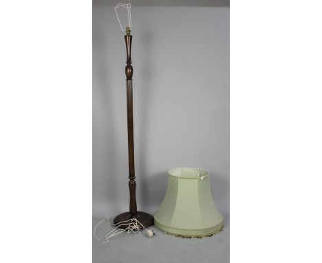 A Mid 20th Century Mahogany Standard Lamp with Reeded Column Supports 
