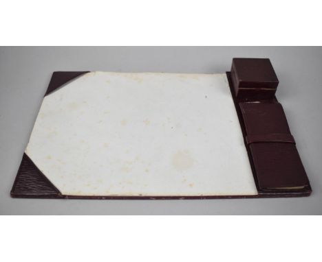An Edwardian Leather Bound Combination Blotter Inkwell with Address Book, 28cms by 18cms 