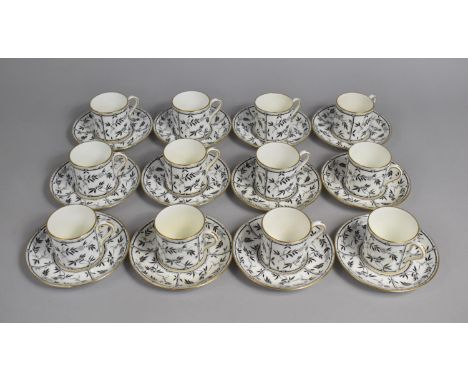 A Hammersley for Tiffany &amp; Co. Black Bamboo (5820) Coffee Set for Twelve, Some Condition Issues 