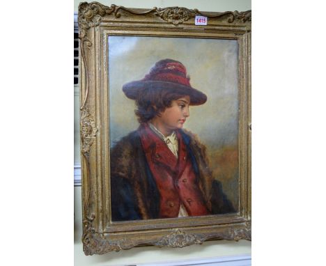 European School, half-length portrait of a young man, unsigned, oil on canvas, 47 x 34cm. 