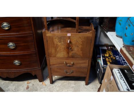 A George III mahogany tray top commode, 53.5cm wide. 