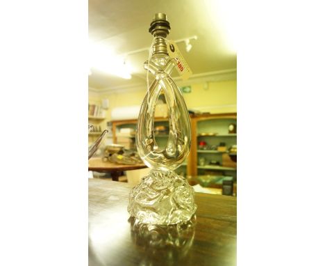 A Baccarat clear glass table lamp, height excluding fitting 25cm. 