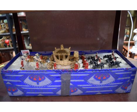 A boxed Johillco painted metal coronation coach set, the box 39cm wide. 