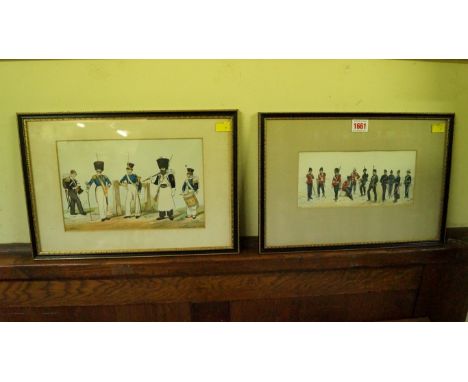 English School, a study of eleven Victorian Army Officers, faintly inscribed, watercolour and body colour, 10.5 x 23cm; toget