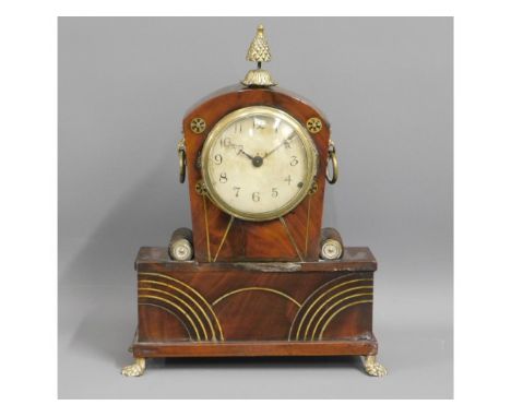 A 19thC. mantle clock with brass inlay &amp; fittings, not running