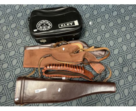 LEATHER GUN CASE &amp; ELEY BAG &amp; OTHER GUN ITEMS