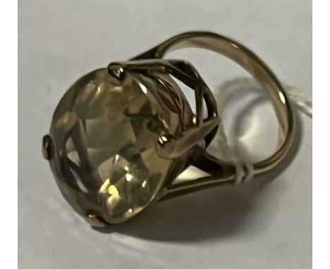 HIGH CARAT GOLD CITRINE RING - APPROX 7.4 GRAMS INCL. STONE - COULD BE 22CT - SIZE K