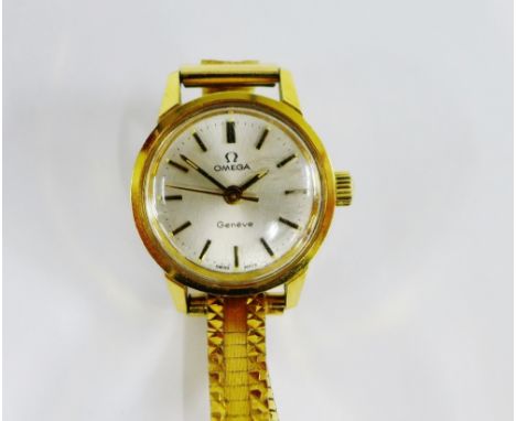 Lady's vintage gold plated Omega wristwatch, with box 
