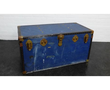 Brass bound blue storage box / trunk