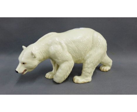 Melba ware white glazed pottery Polar Bear, 43cm long 