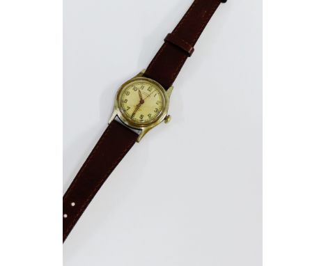 Gents vintage Delbana wristwatch on brown leather strap 