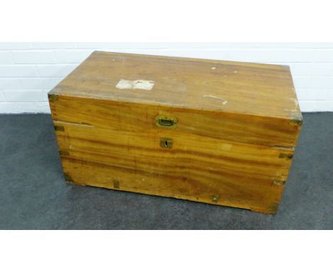 Camphor wood and brass bound trunk , 43 x 84cm 