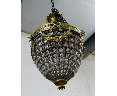 Brass and faux crystal basket style light fitting 