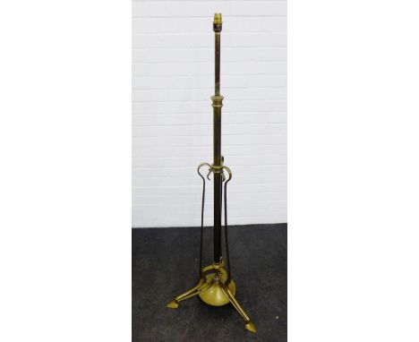 Art Nouveau brass standard lamp, 146cm (a/f) 