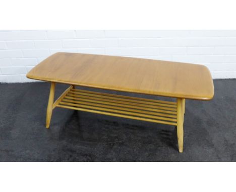 Ercol blonde elm coffee table, 37 x 105cm 