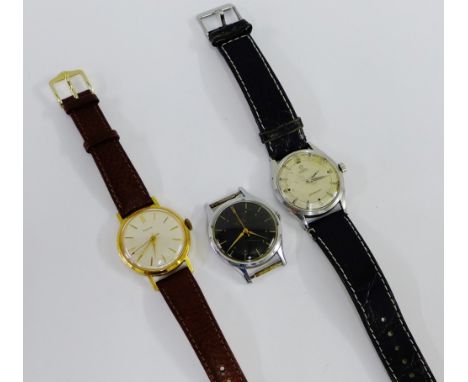 Gents vintage Omega wristwatch on black leather strap together with two others (3) 