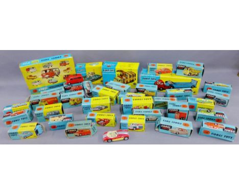 Quantity of vintage Corgi cars and trucks to include a Bedford Fire Tender, Decca Mobile Airfield Radar and a Carrimore Loade