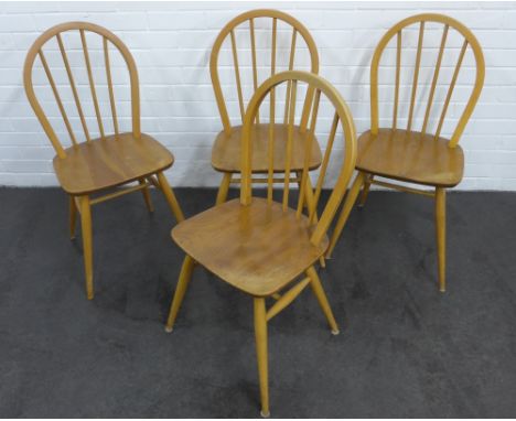 Set of four Ercol blonde elm chairs, 85 x 40cm (4) 