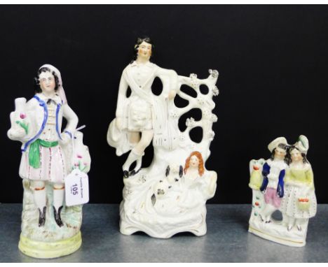 Group of three various Staffordshire flat back figures, tallest 29cm, (3) 