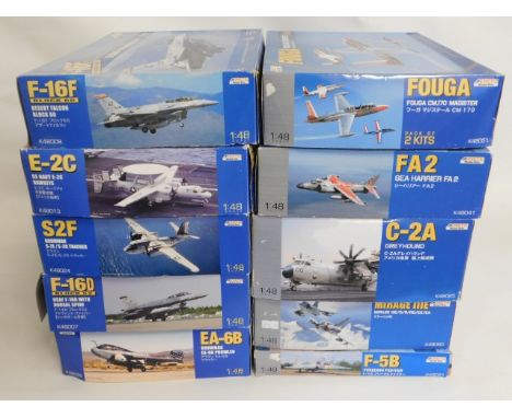 Ten boxed Kinetic 1:48 scale model aircraft kits, present as unused &amp; complete