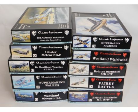 Ten boxed Classic Airframes 1:48 scale model aircraft kits, present as unused &amp; complete