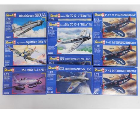 Ten boxed Revell 1:72 scale model aircraft kits, present as unused &amp; complete