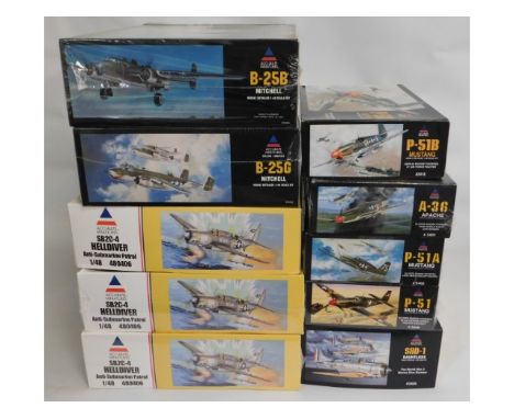 Ten boxed Accurate Miniatures 1:48 scale model aircraft kits, present as unused &amp; complete