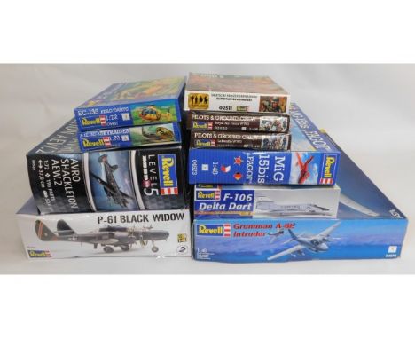 Ten boxed Revell 1:48 &amp; 1:72 scale model aircraft kits, present as unused &amp; complete