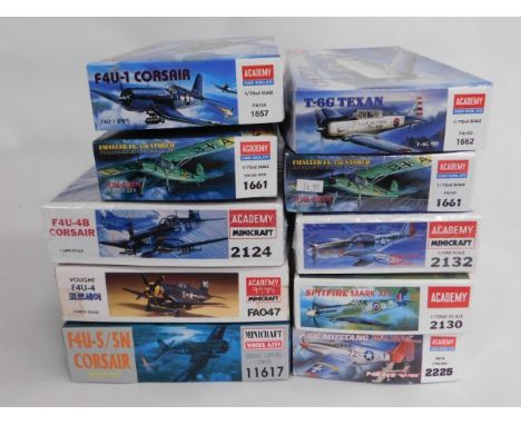 Ten boxed Academy 1:72 scale model aircraft kits, present as unused &amp; complete