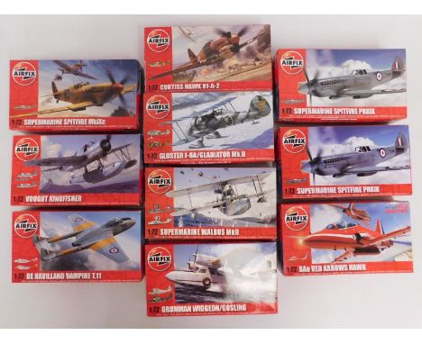 Ten boxed Airfix 1:72 scale model aircraft kits, present as unused &amp; complete