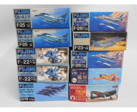 Ten boxed Fujimi 1:72 scale model aircraft kits, present as unused &amp; complete