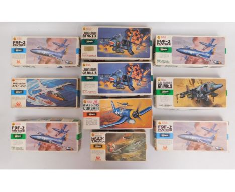 Ten boxed Hasegawa 1:72 scale model aircraft kits, present as unused &amp; complete