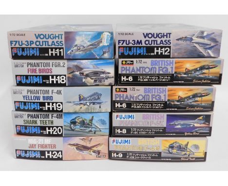 Ten boxed Fujimi 1:72 scale model aircraft kits, present as unused &amp; complete