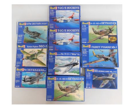 Ten boxed Revell 1:72 scale model aircraft kits, present as unused &amp; complete