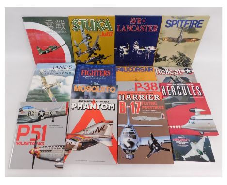 A quantity of 16 Jane's aviation books &amp; one other "Complete Fighters Encyclopedia"