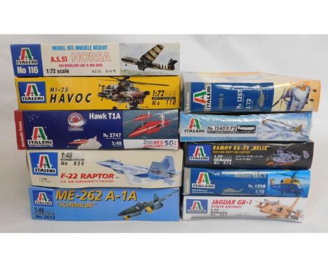 Ten boxed Italeri 1:48 &amp; 1:72 scale model aircraft kits, present as unused &amp; complete