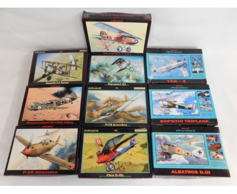 Ten boxed Eduard 1:48 scale model aircraft kits, present as unused &amp; complete