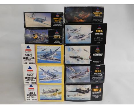 Ten boxed Accurate Miniatures 1:48 scale model aircraft kits, present as unused &amp; complete