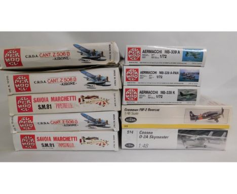 Eight Super Model &amp; two Testors boxed 1:48 &amp; 1:72 scale model aircraft kits, present as unused &amp; complete