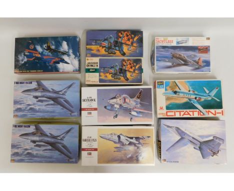 Ten boxed Hasegawa 1:48 &amp; 1:72 scale model aircraft kits, present as unused &amp; complete