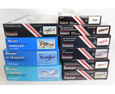 Ten boxed Special Hobby 1:48 &amp; 1:72 scale model aircraft kits, present as unused &amp; complete