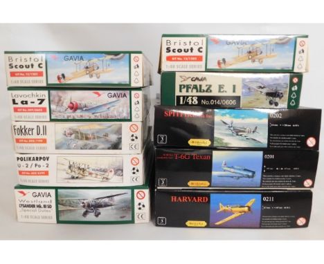 Seven Gavia &amp; three Ocidental boxed 1:48 scale model aircraft kits, present as unused &amp; complete