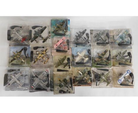 Nineteen diecast 1:72, 1:144, 1:200 scale Amer-Com propelled aircraft with mounts in original blister packs