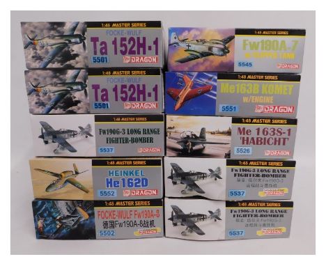 Ten boxed Dragon 1:48 scale model aircraft kits, present as unused &amp; complete