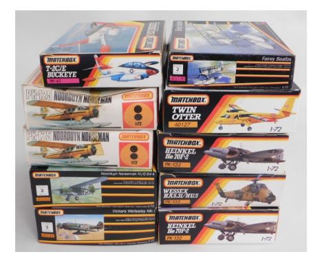 Ten boxed Matchbox 1:72 scale model aircraft kits, present as unused &amp; complete