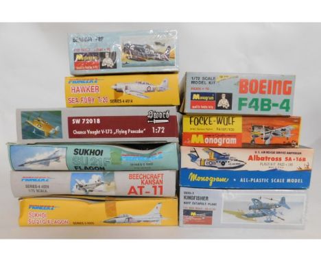 Five Monogram, four Pioneer &amp; one Sword boxed 1:4 inch (1:48) &amp; 1:72 scale model aircraft kits, present as unused &am