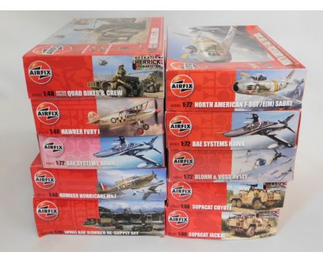 Ten boxed Airfix 1:48 &amp; 1:72 scale model aircraft &amp; tank kits, present as unused &amp; complete