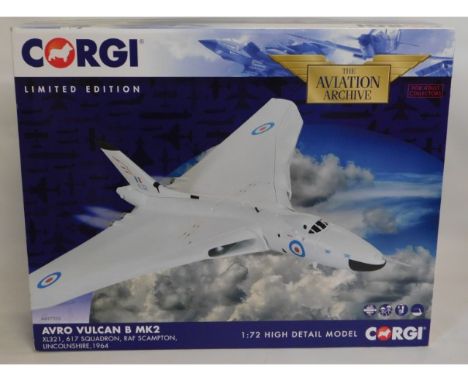 A boxed Corgi Aviation Archive 1:72 scale model aircraft kit of an Avro Vulcan, presents as unused &amp; complete