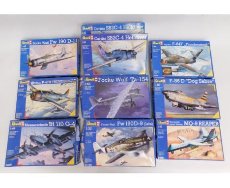 Ten boxed Revell 1:48 scale model aircraft kits, present as unused &amp; complete